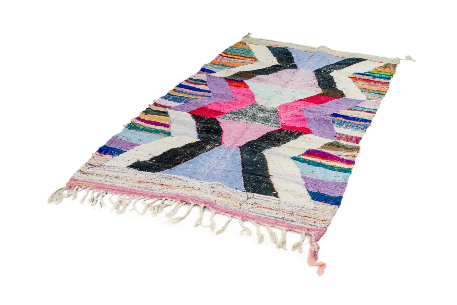 Marokkolainen Kilim matto Boucherouite 130 x 225 cm