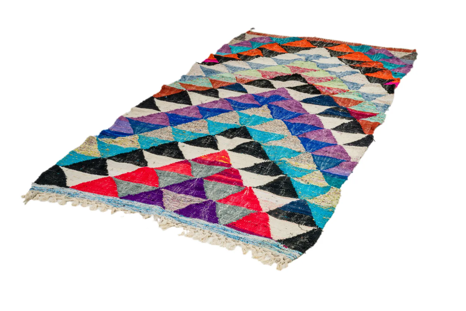 Marokkolainen Kilim matto Boucherouite 130 x 250 cm