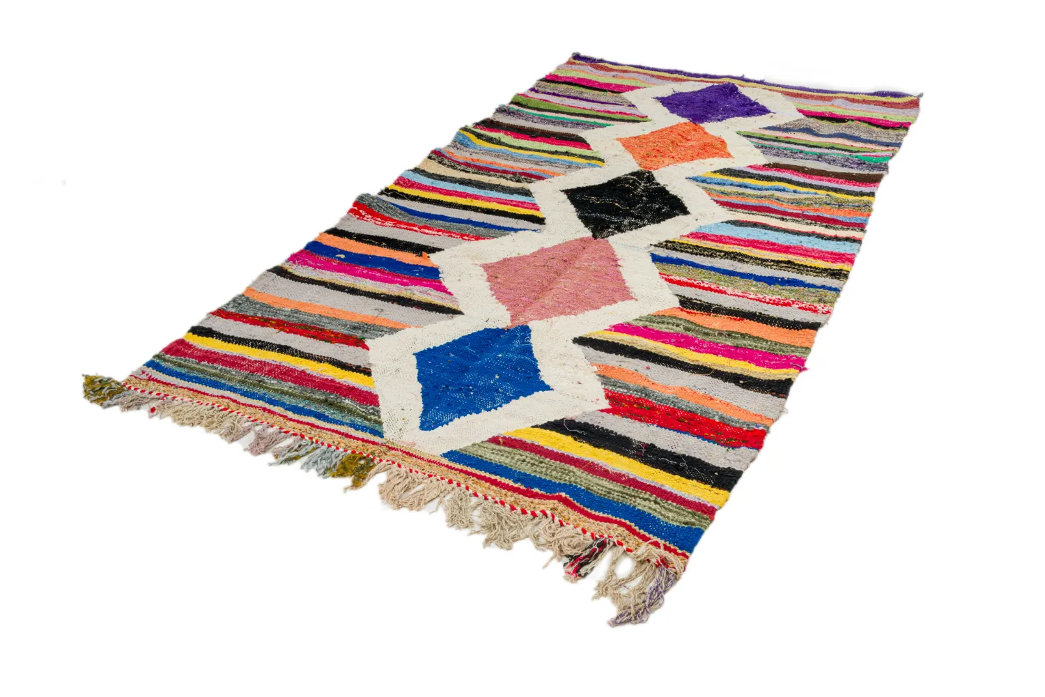 Marokkolainen Kilim matto Boucherouite 135 x 270 cm