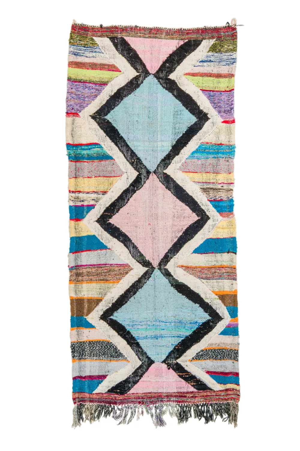 Marokkolainen Kilim matto Boucherouite 120 x 275 cm
