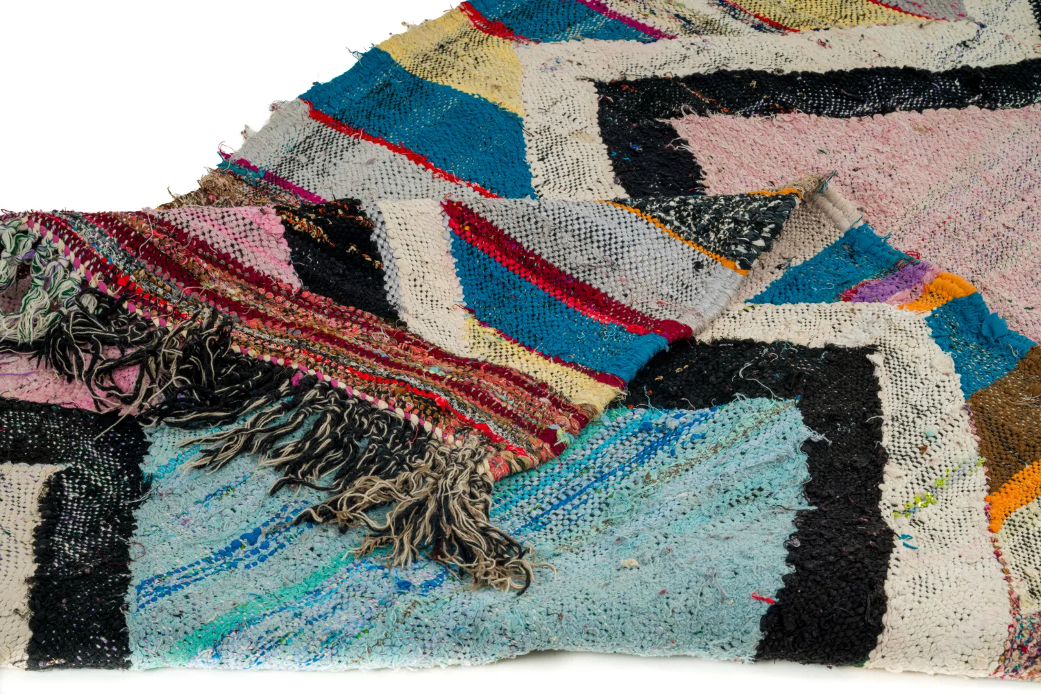Marokkolainen Kilim matto Boucherouite 120 x 275 cm
