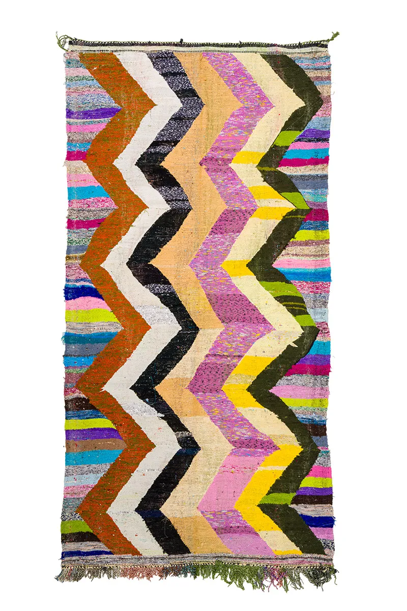 Marokkolainen Kilim matto Boucherouite 145 x 290 cm