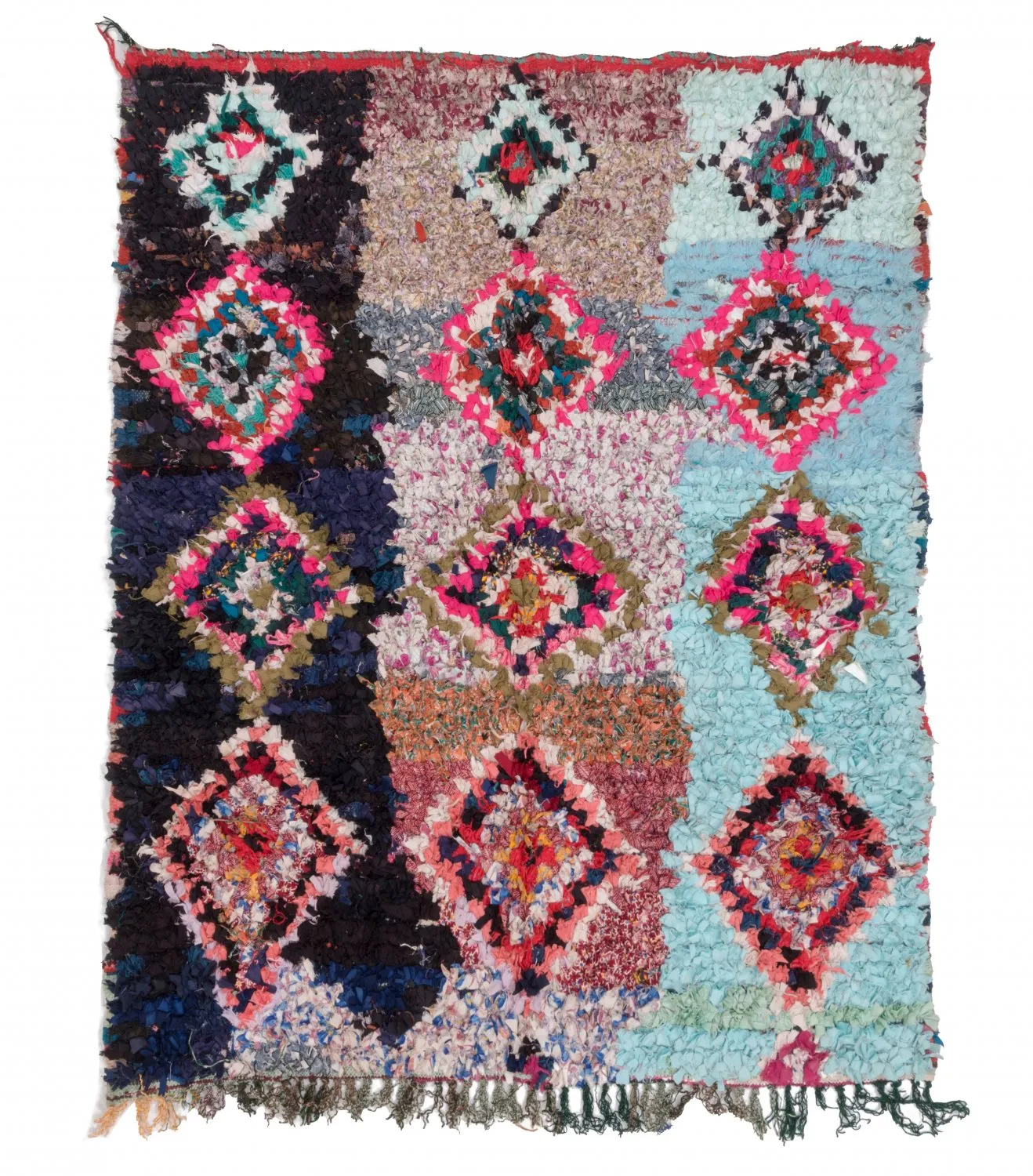 Marokkolainen Kilim matto Boucherouite 195 x 150 cm