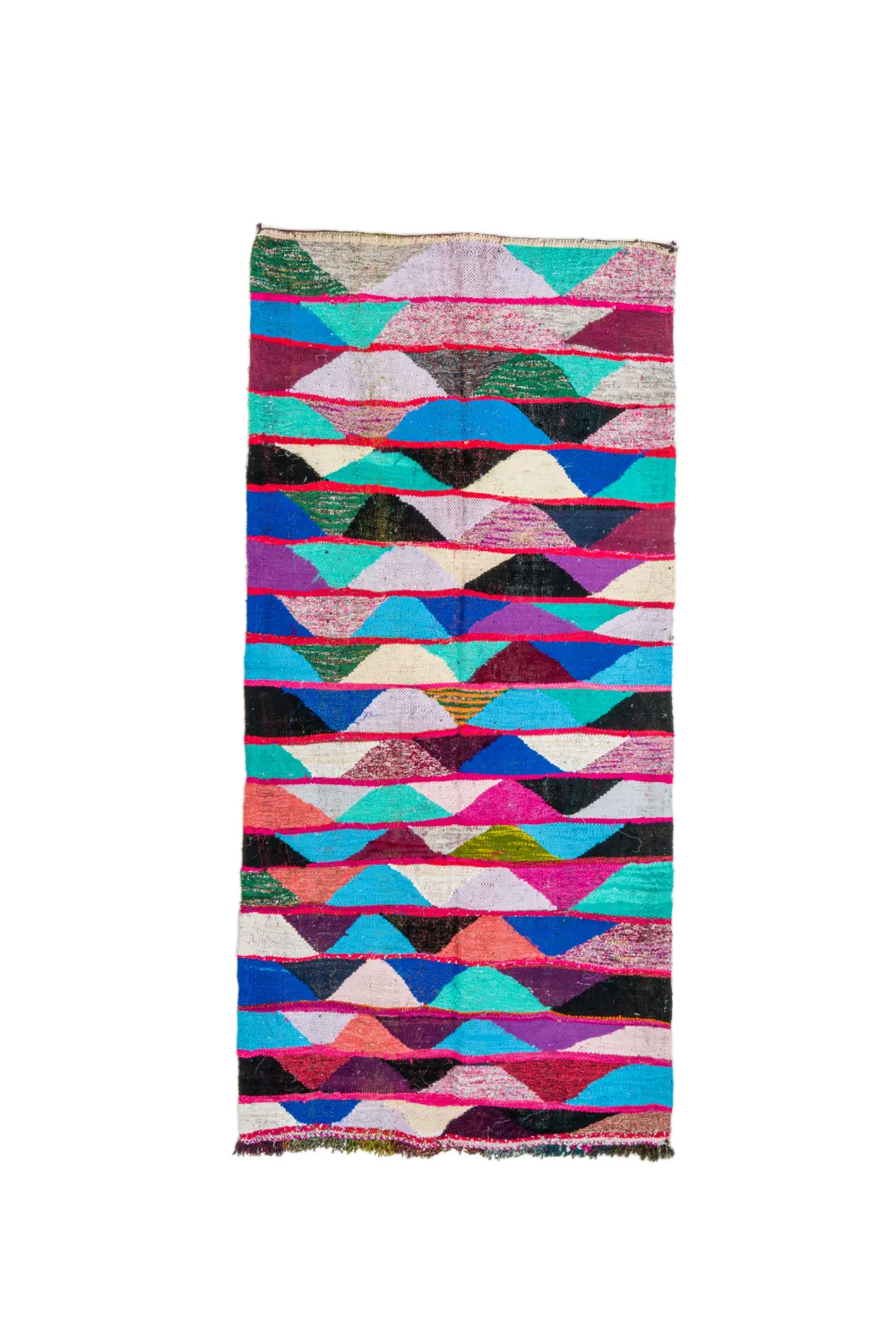 Marokkolainen Kilim matto Boucherouite 125 x 260 cm