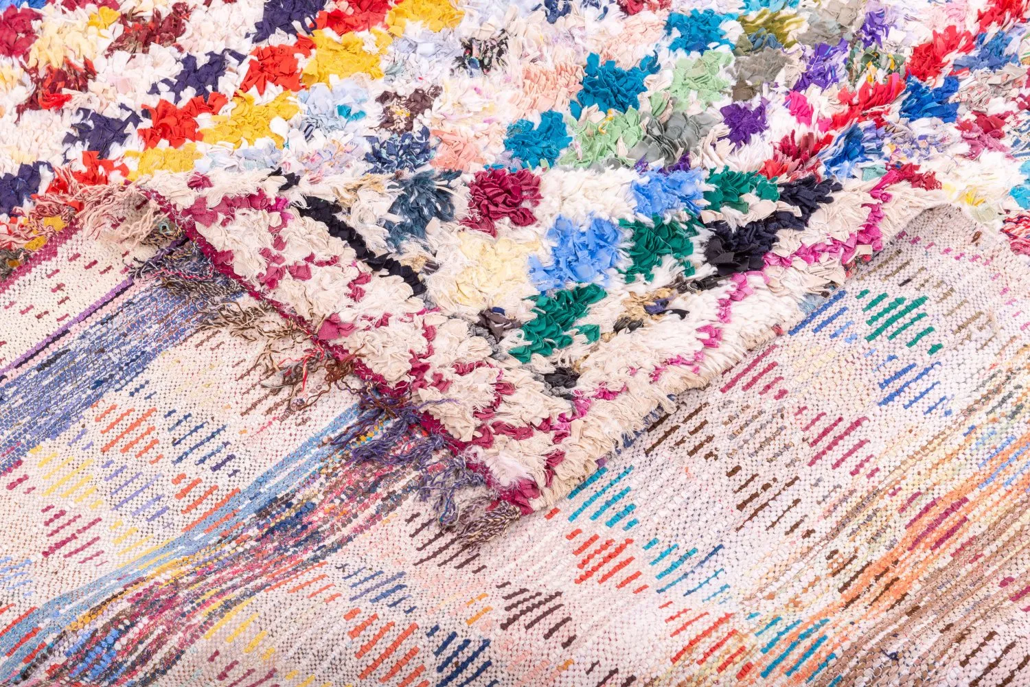 Marokkolainen Kilim matto Boucherouite 205 x 155 cm