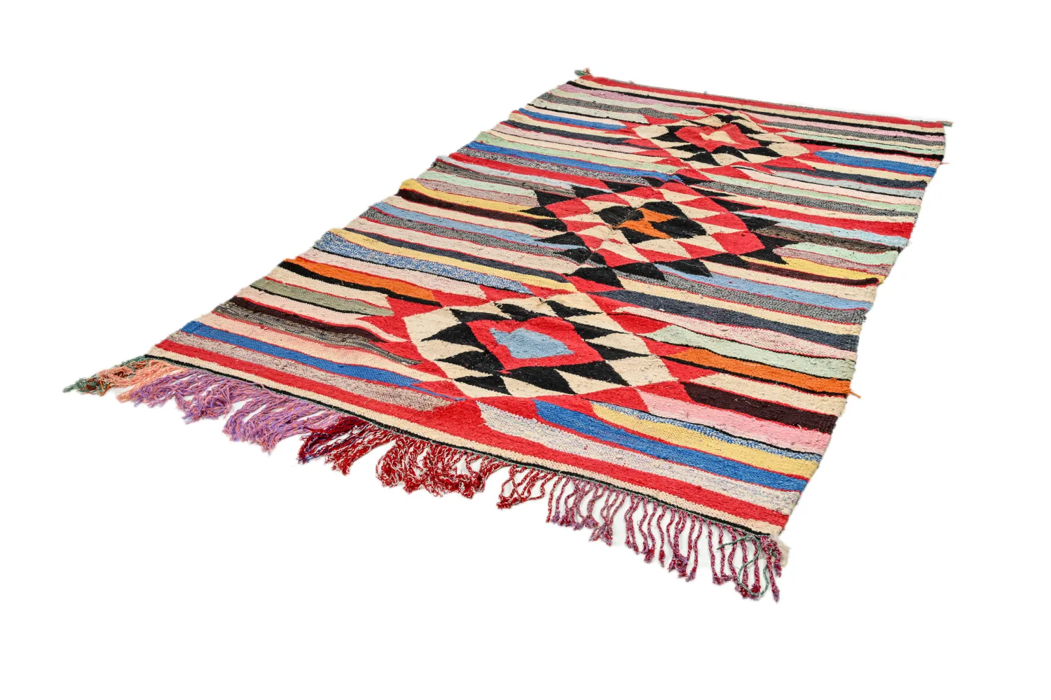 Marokkolainen Kilim matto Boucherouite 145 x 250 cm