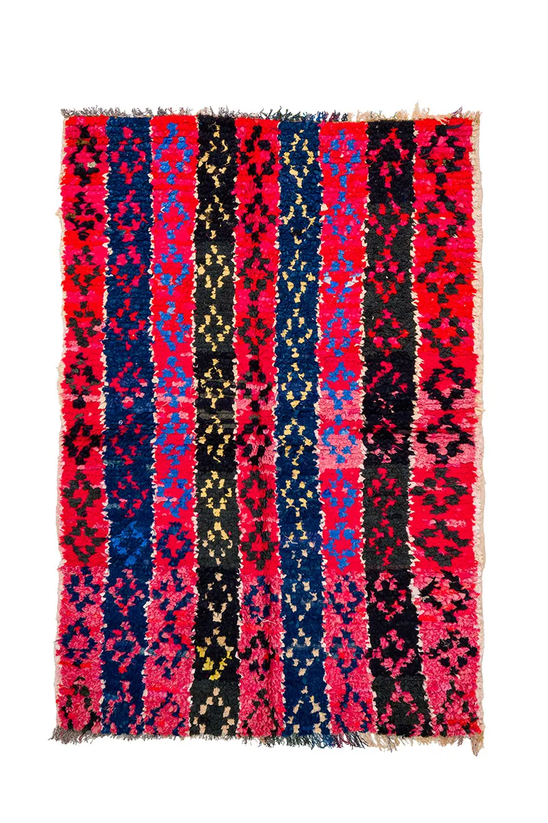 Marokkolainen Kilim matto Boucherouite 135 x 205 cm