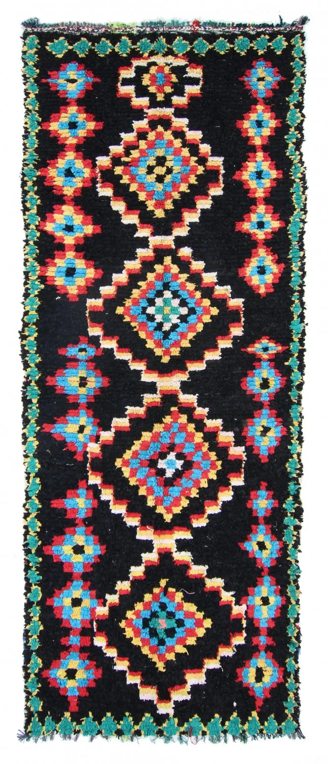 Marokkolainen Kilim matto Boucherouite 370 x 145 cm