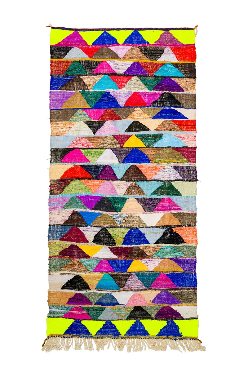 Marokkolainen Kilim matto Boucherouite 135 x 290 cm