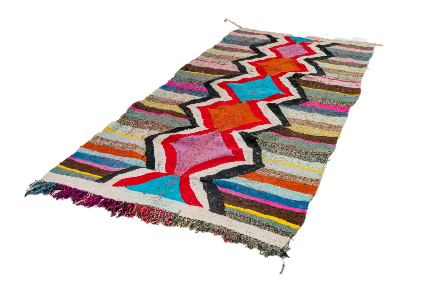 Marokkolainen Kilim matto Boucherouite 130 x 260 cm
