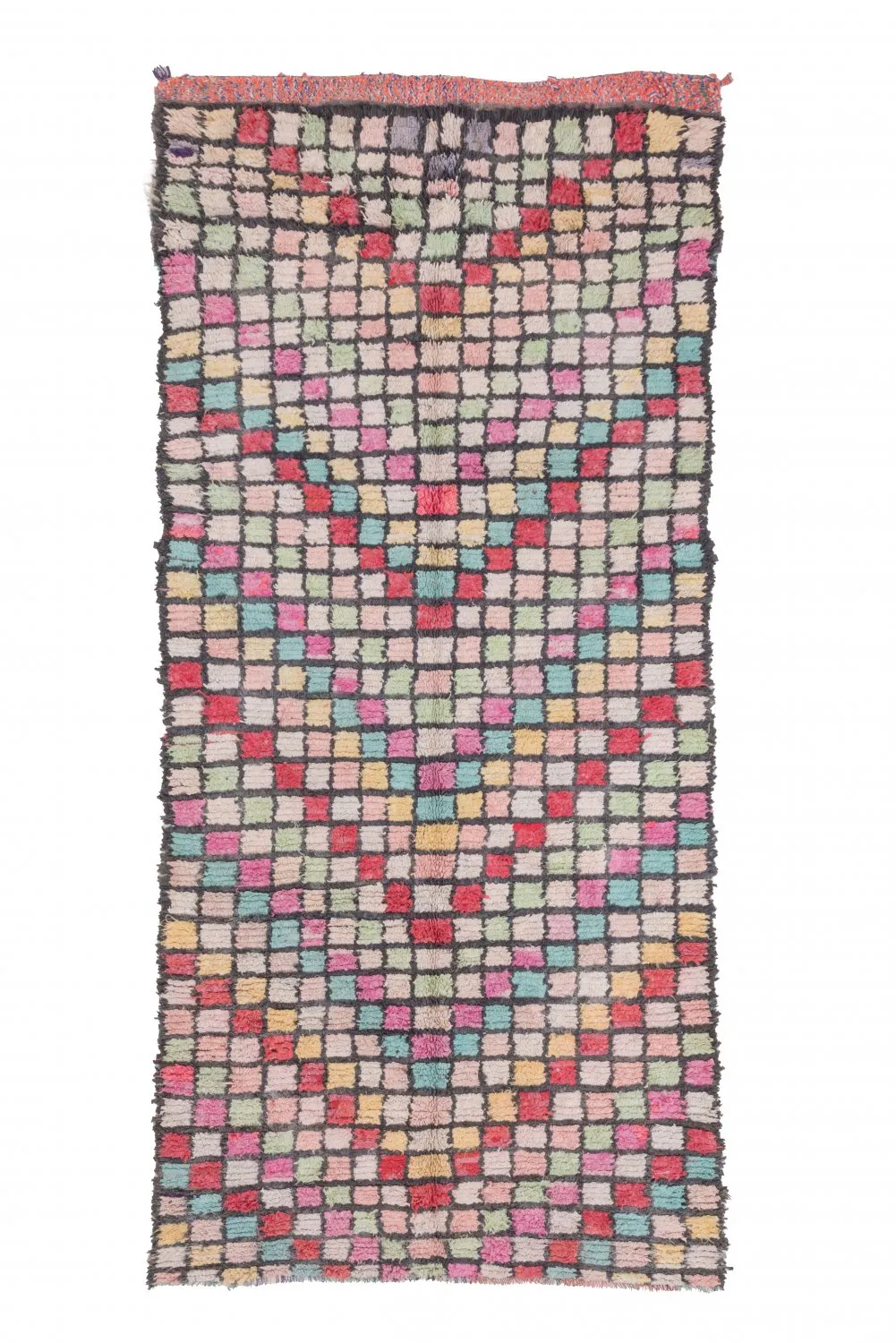Marokkolainen Kilim matto Boucherouite 275 x 125 cm