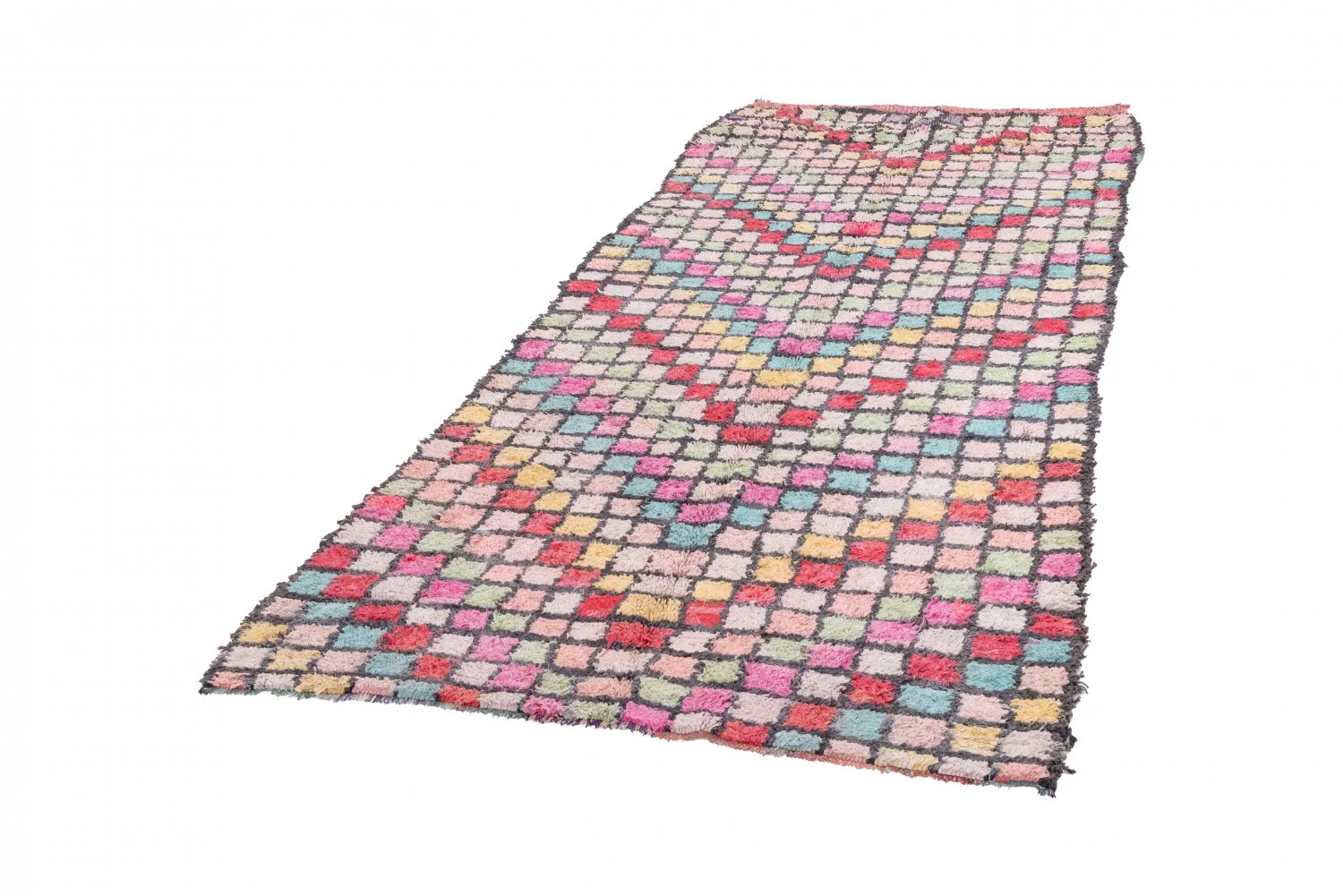 Marokkolainen Kilim matto Boucherouite 275 x 125 cm