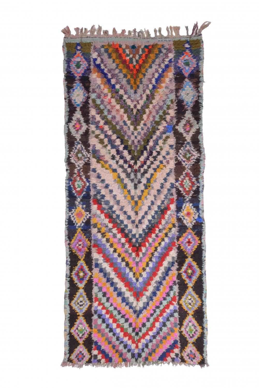 Marokkolainen Kilim matto Boucherouite 290 x 120 cm