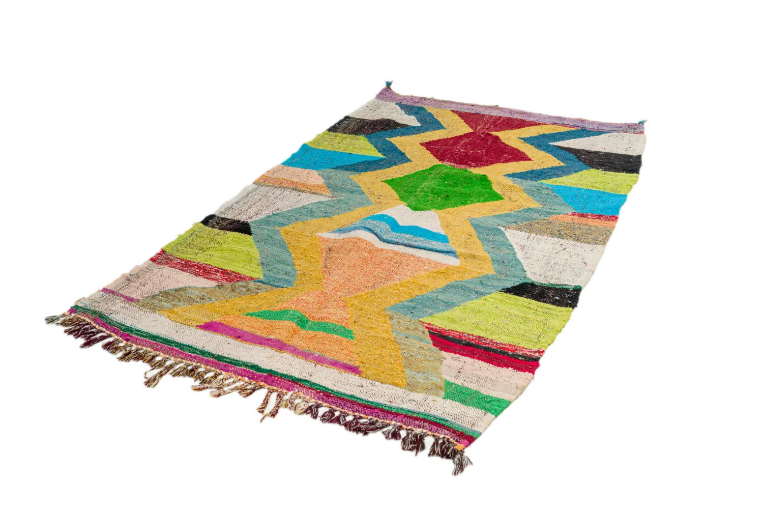 Marokkolainen Kilim matto Boucherouite 125 x 230 cm