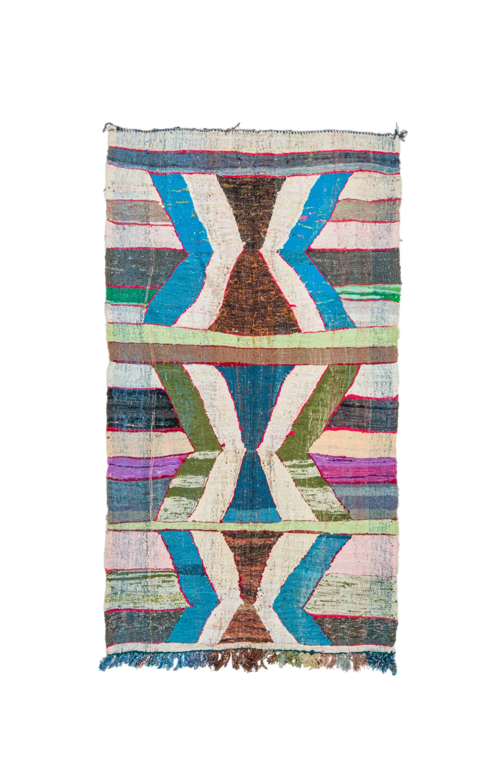 Marokkolainen Kilim matto Boucherouite 140 x 250 cm
