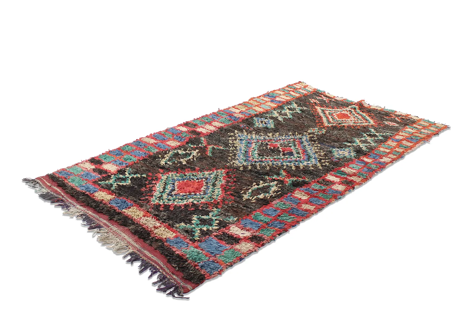 Marokkolainen Kilim matto Boucherouite 270 x 120 cm