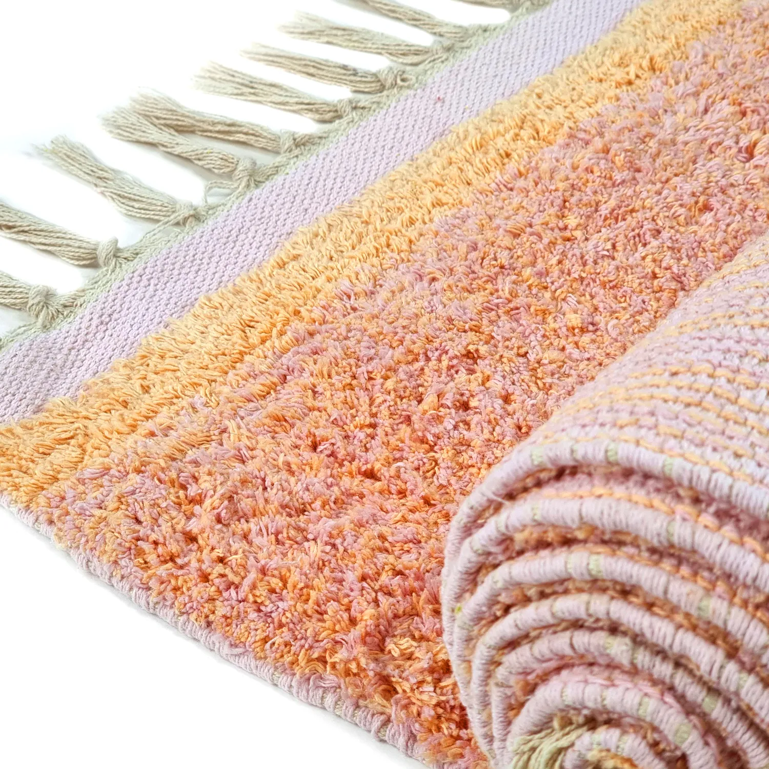 Ryijymatot - Celina Natural Cotton Shaggy (pinkki/beige)