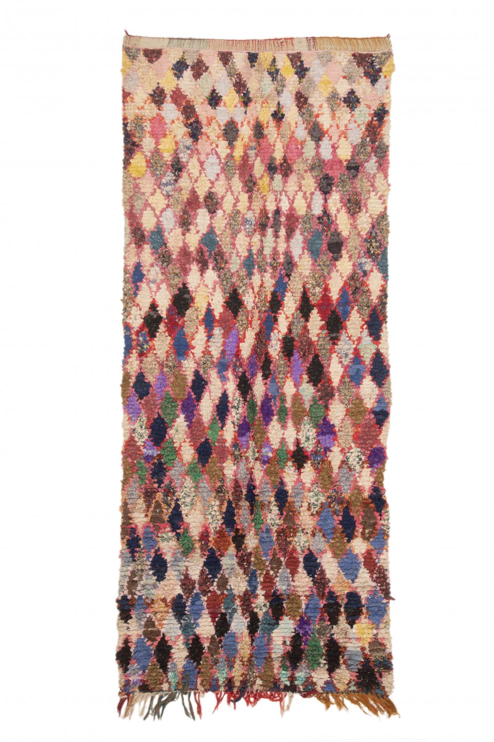 Marokkolainen Kilim matto Boucherouite 295 x 120 cm