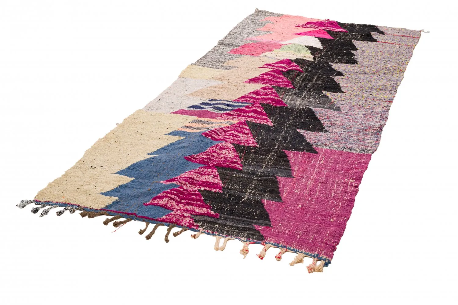 Marokkolainen Kilim matto Boucherouite 125 x 290 cm