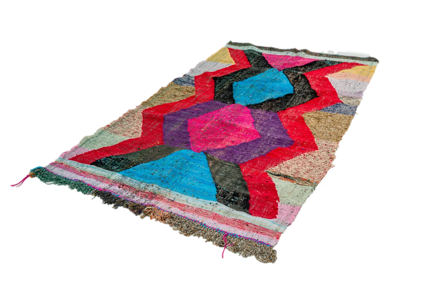 Marokkolainen Kilim matto Boucherouite 125 x 235 cm