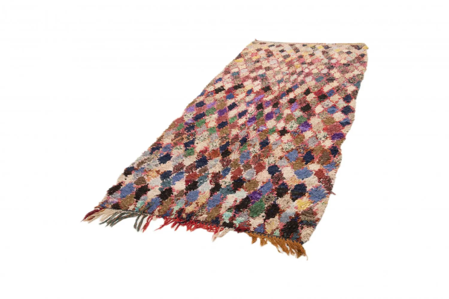 Marokkolainen Kilim matto Boucherouite 295 x 120 cm