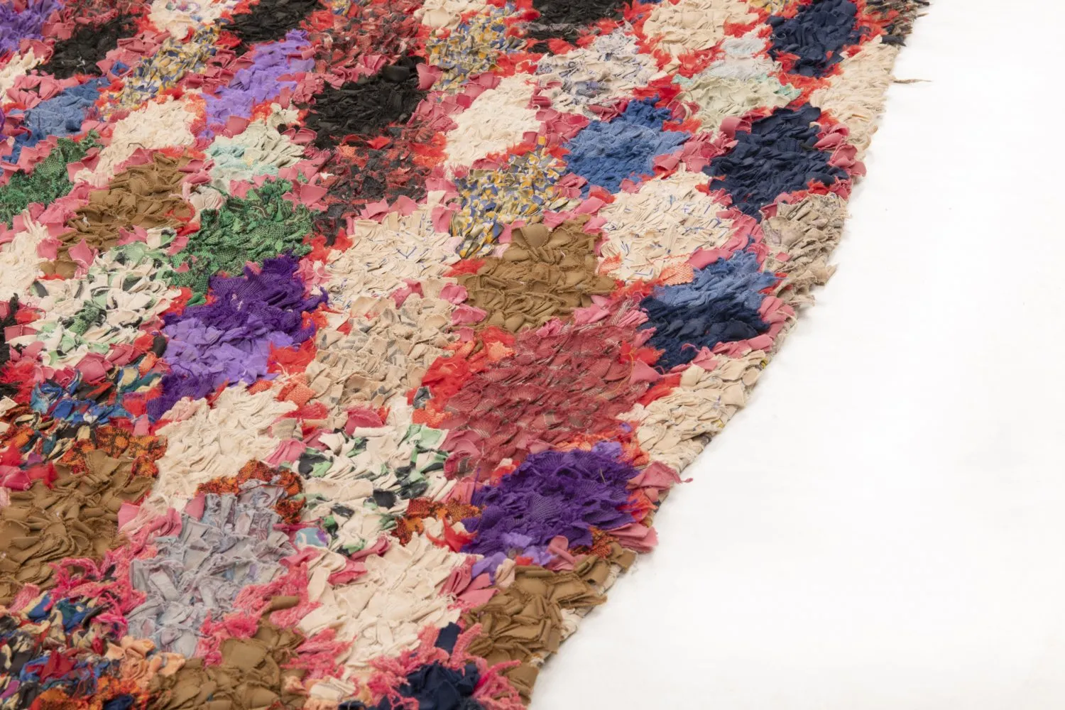 Marokkolainen Kilim matto Boucherouite 295 x 120 cm