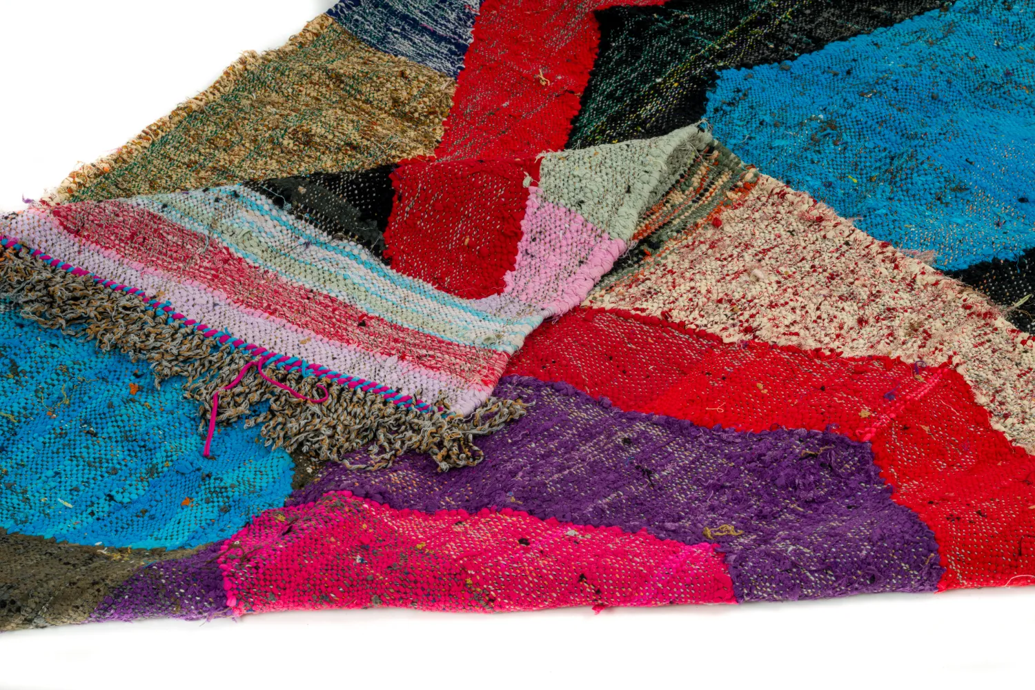 Marokkolainen Kilim matto Boucherouite 125 x 235 cm