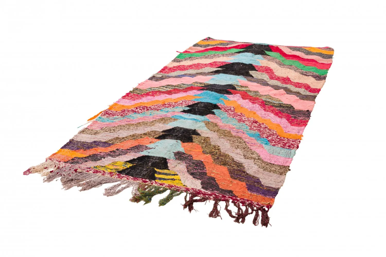 Marokkolainen Kilim matto Boucherouite 125 x 250 cm