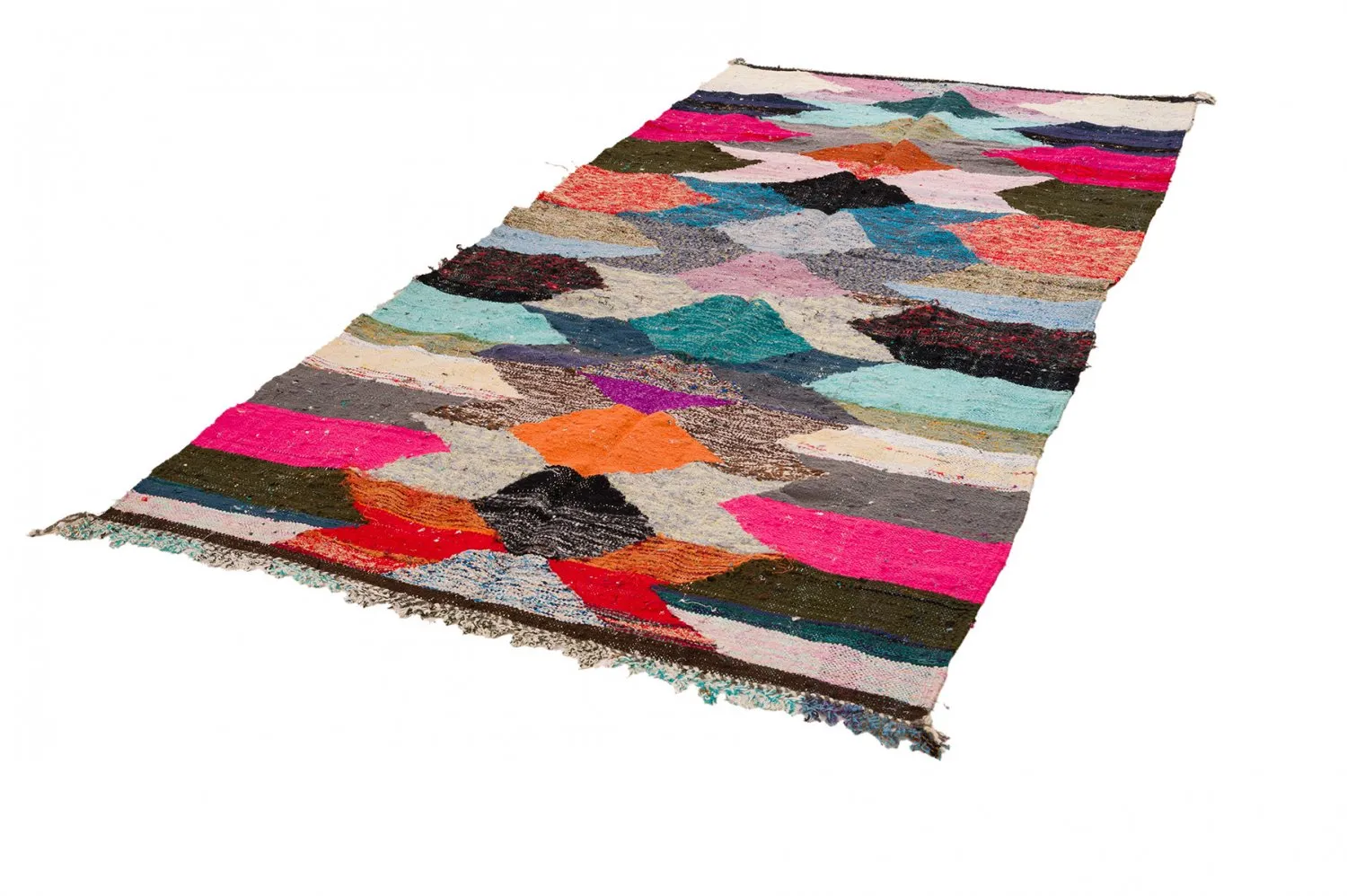 Marokkolainen Kilim matto Boucherouite 145 x 295 cm