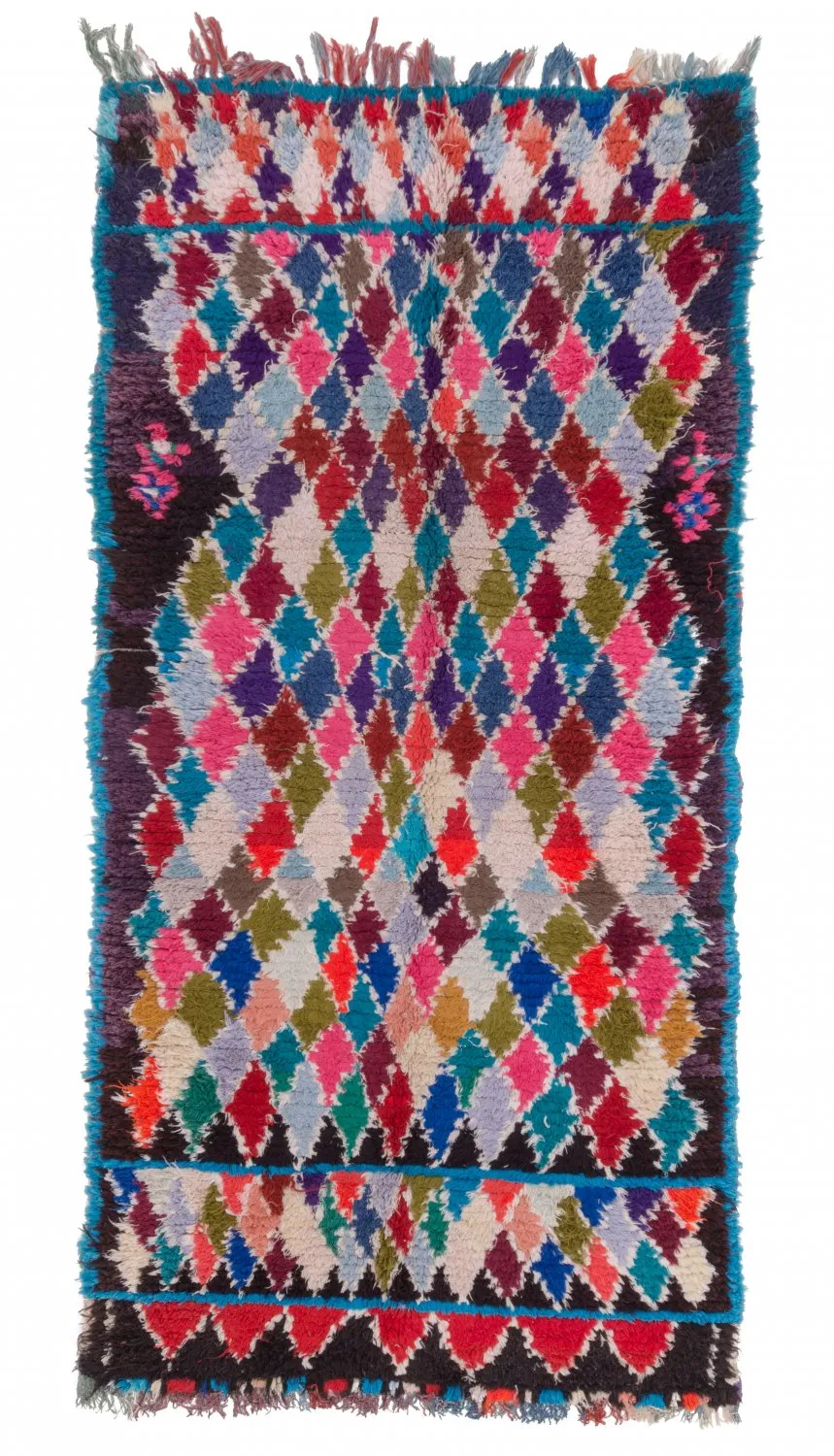 Marokkolainen Kilim matto Boucherouite 225 x 105 cm