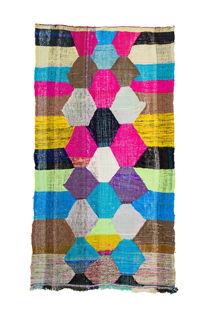 Marokkolainen Kilim matto Boucherouite 150 x 285 cm