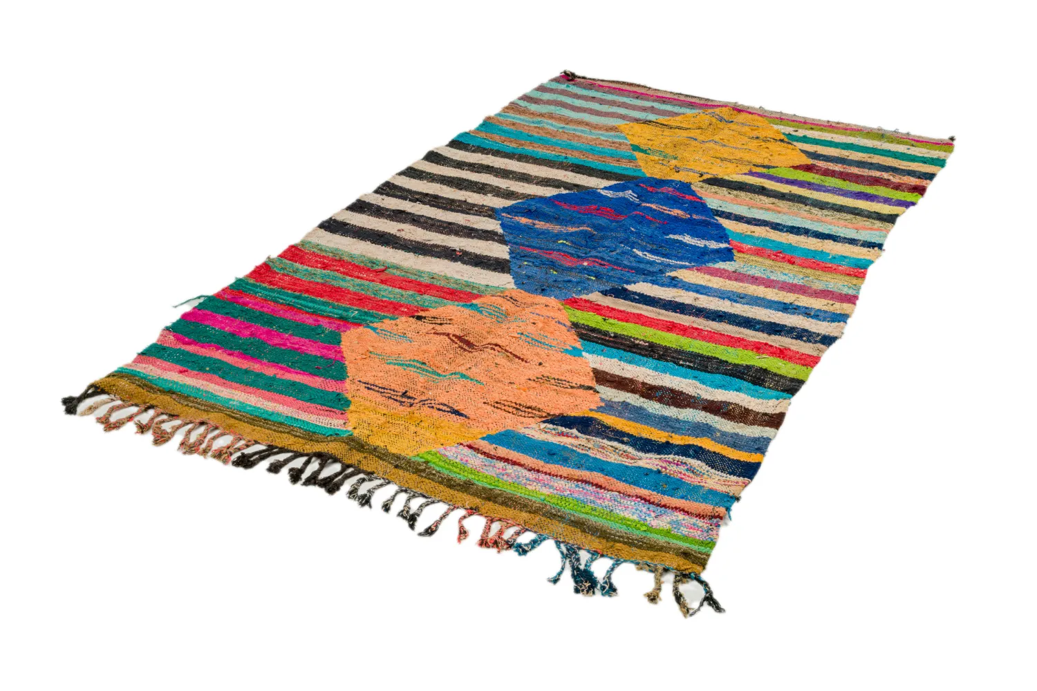 Marokkolainen Kilim matto Boucherouite 135 x 230 cm
