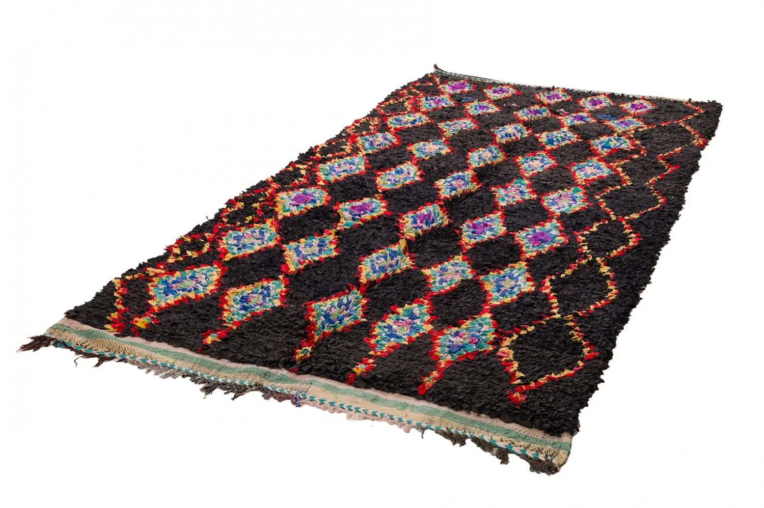 Marokkolainen Kilim matto Boucherouite 130 x 270 cm