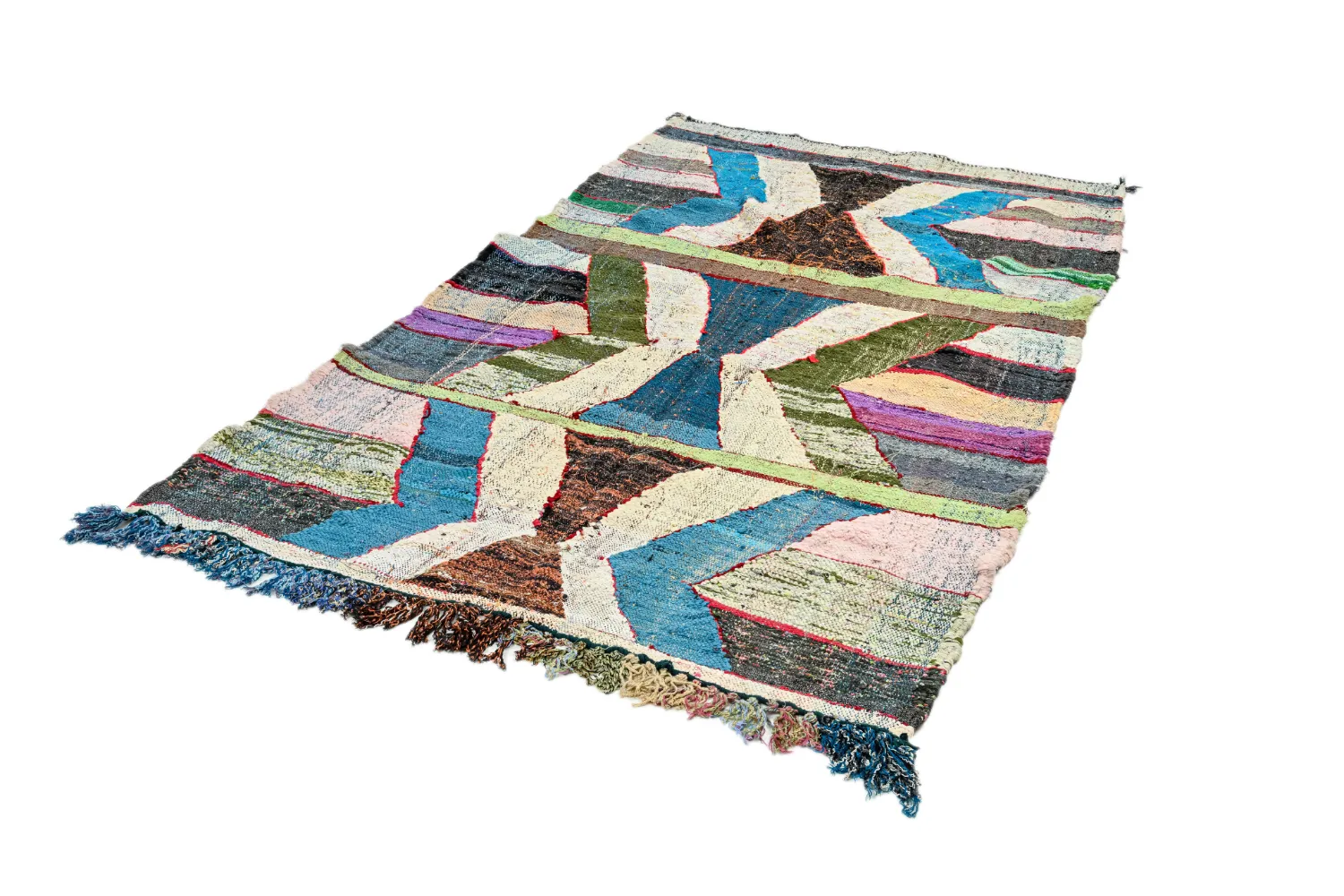 Marokkolainen Kilim matto Boucherouite 140 x 250 cm
