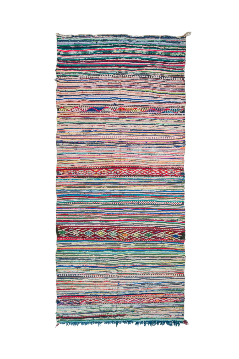 Marokkolainen Kilim matto Boucherouite 150 x 340 cm