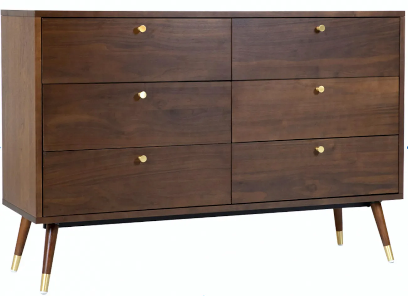 Pukeutuja - Prime - 6 drawers (pähkinä/messinki)