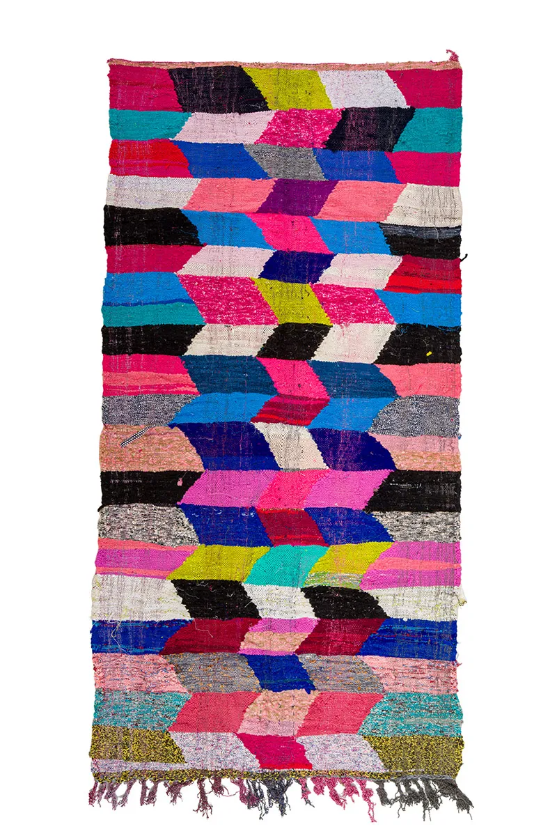 Marokkolainen Kilim matto Boucherouite 150 x 305 cm
