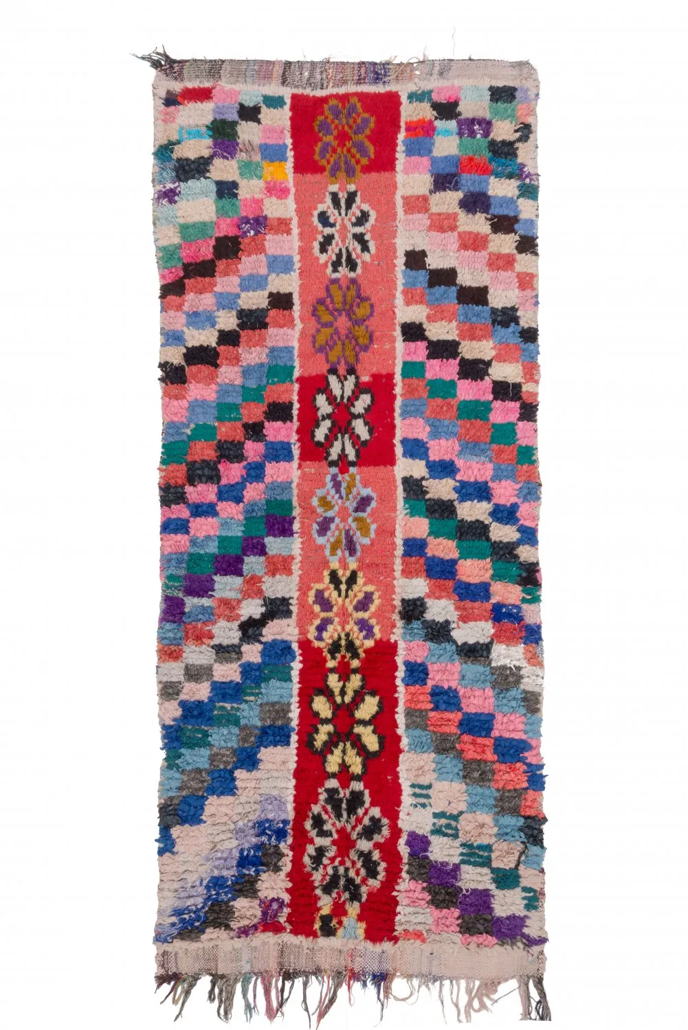 Marokkolainen Kilim matto Boucherouite 270 x 110 cm
