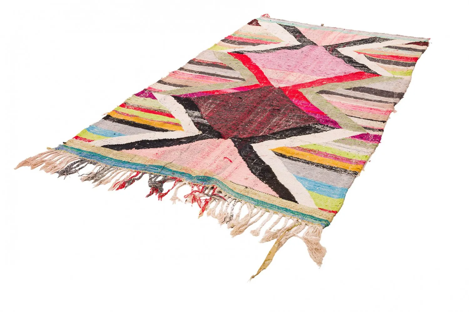 Marokkolainen Kilim matto Boucherouite 135 x 245 cm