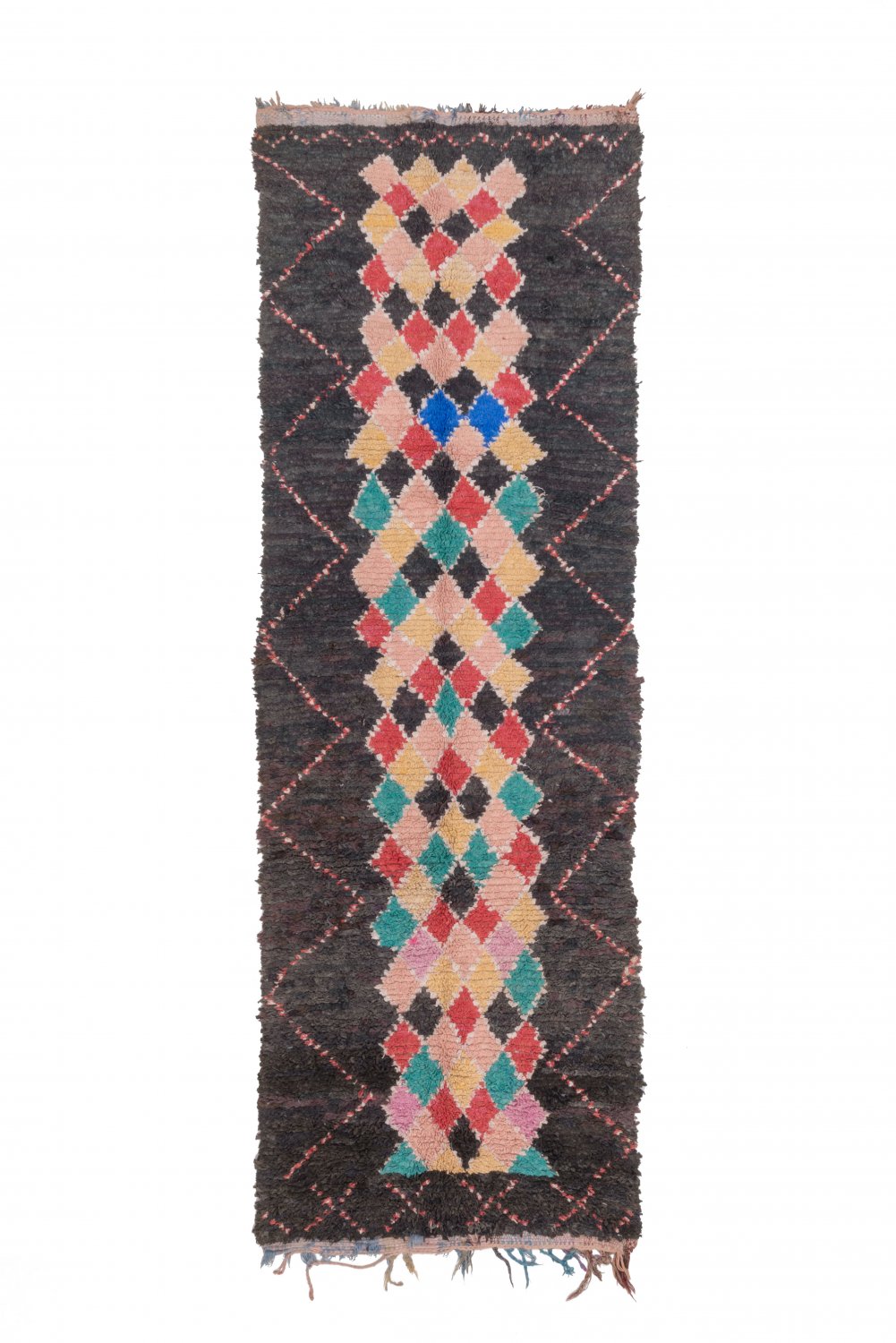 Marokkolainen Kilim matto Boucherouite 260 x 85 cm