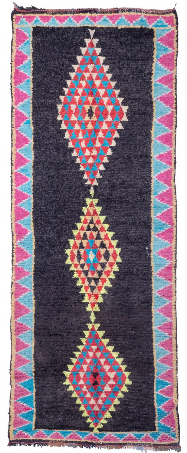 Marokkolainen Kilim matto Boucherouite 360 x 135 cm