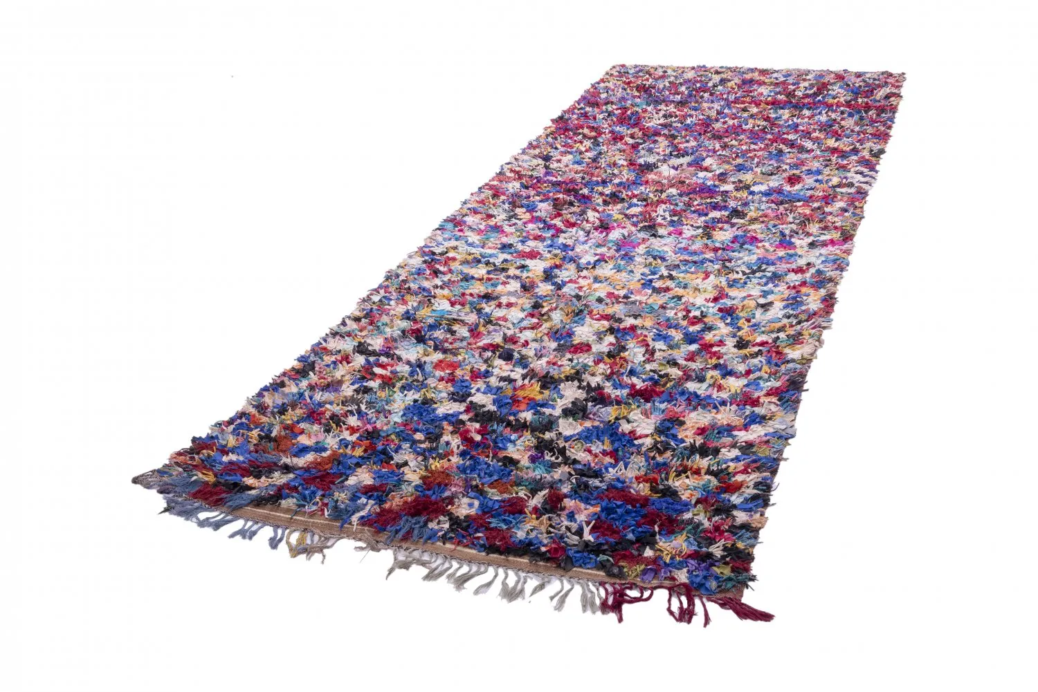 Marokkolainen Kilim matto Boucherouite 370 x 145 cm
