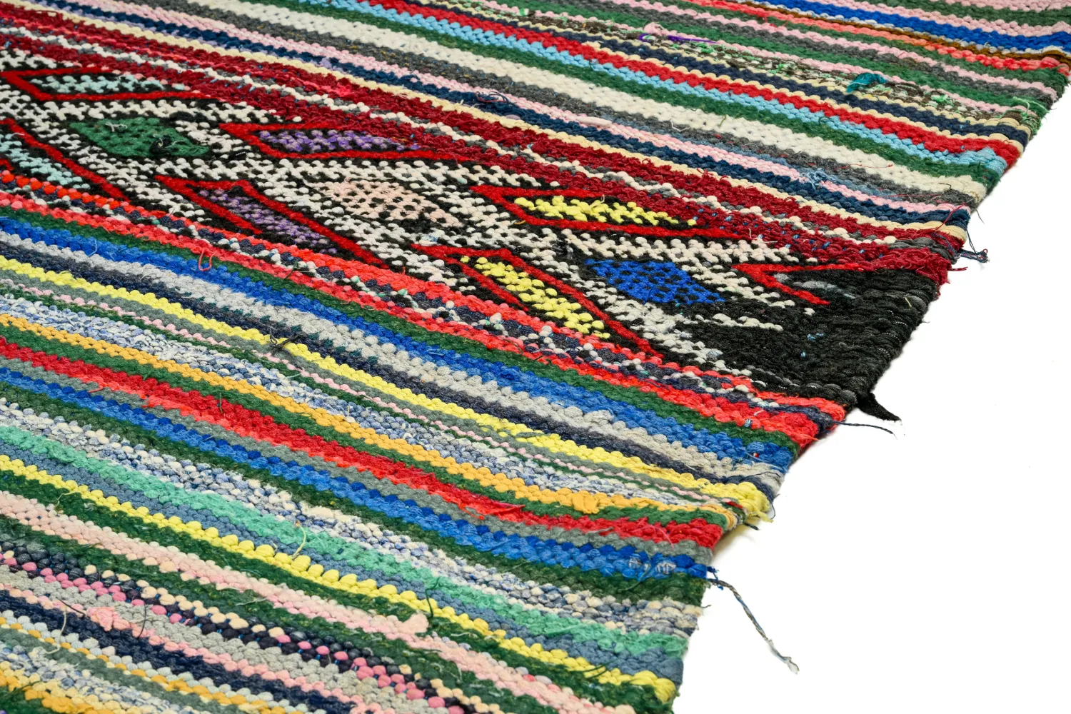 Marokkolainen Kilim matto Boucherouite 150 x 340 cm
