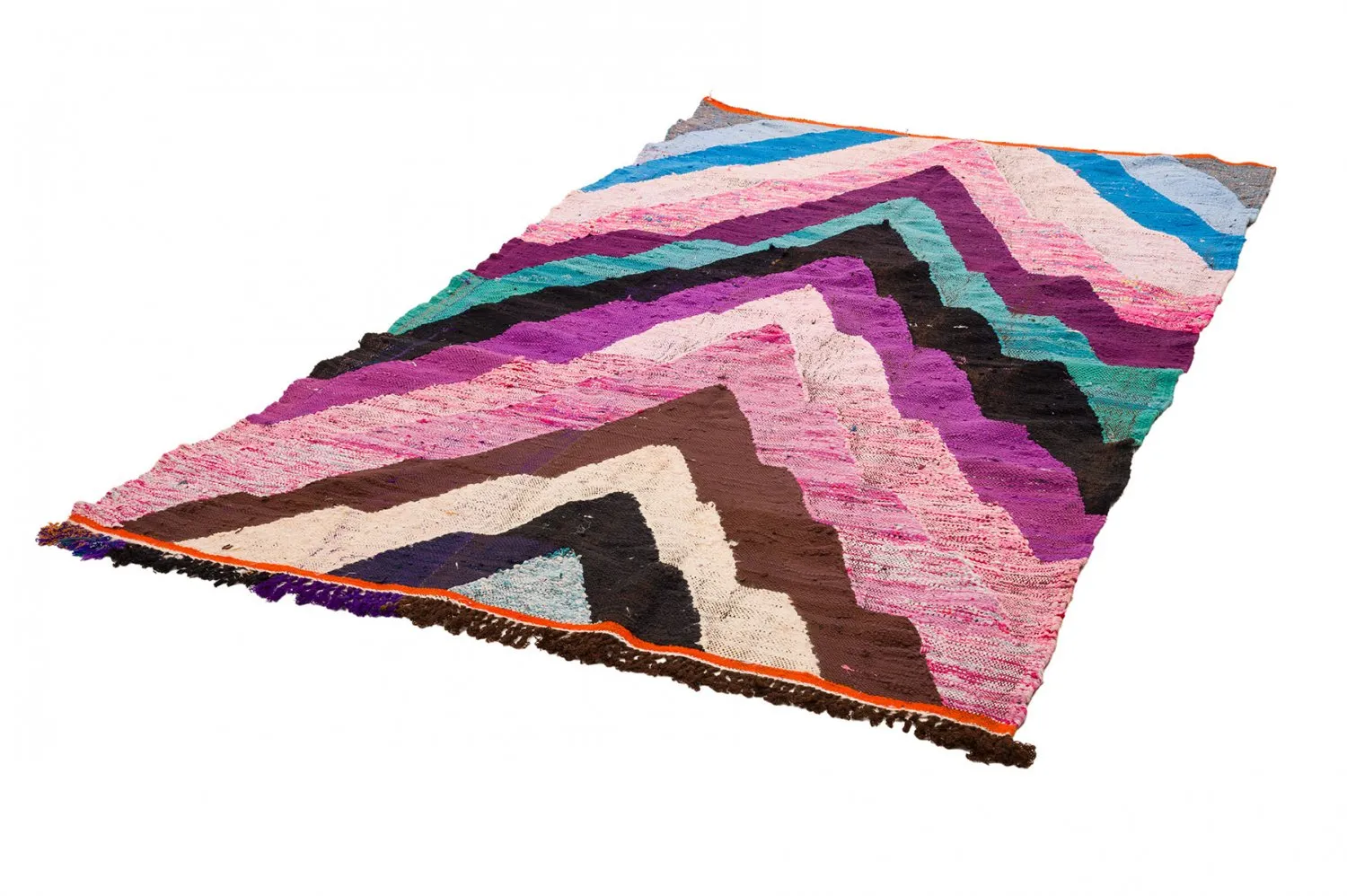 Marokkolainen Kilim matto Boucherouite 140 x 250 cm