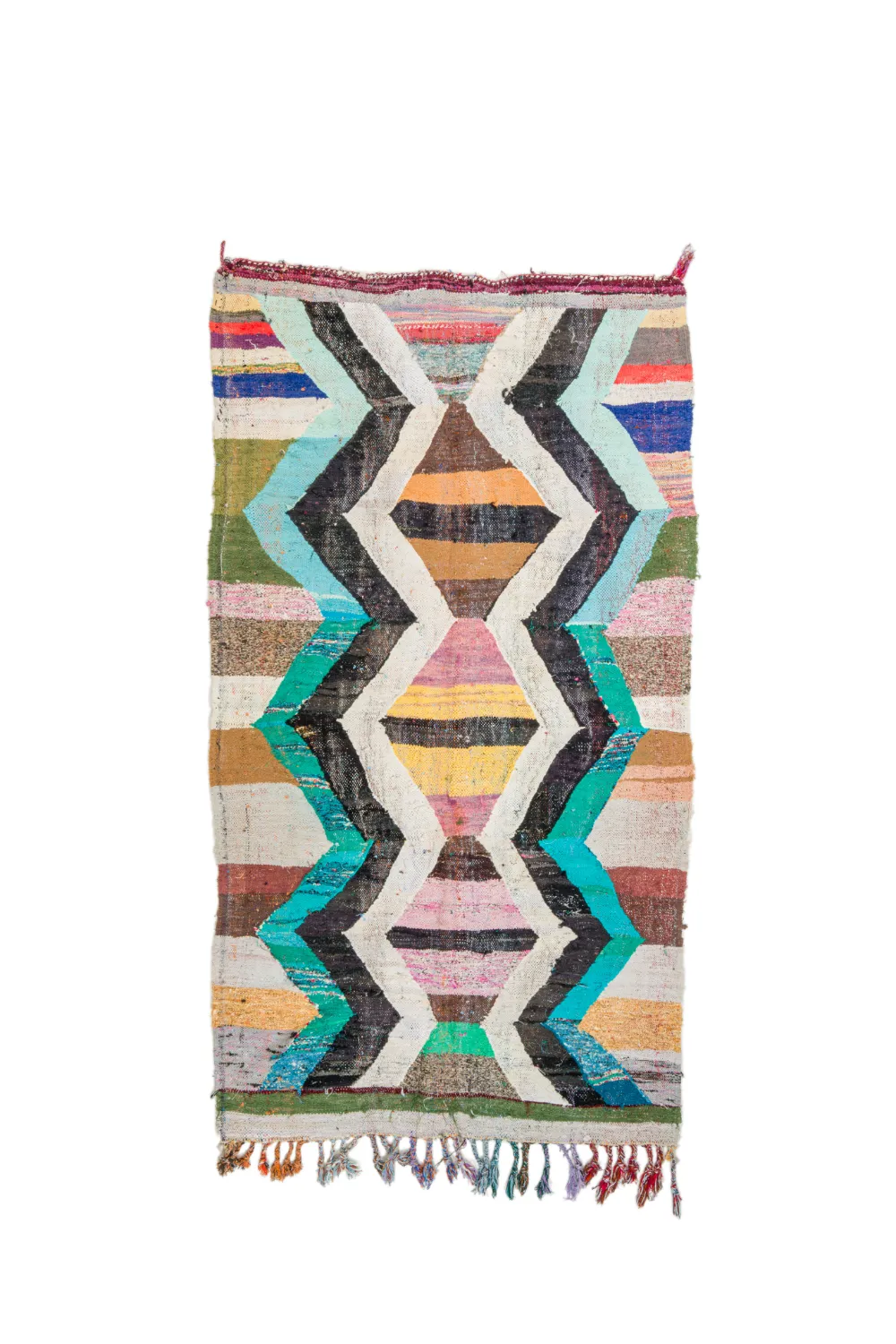 Marokkolainen Kilim matto Boucherouite 135 x 245 cm