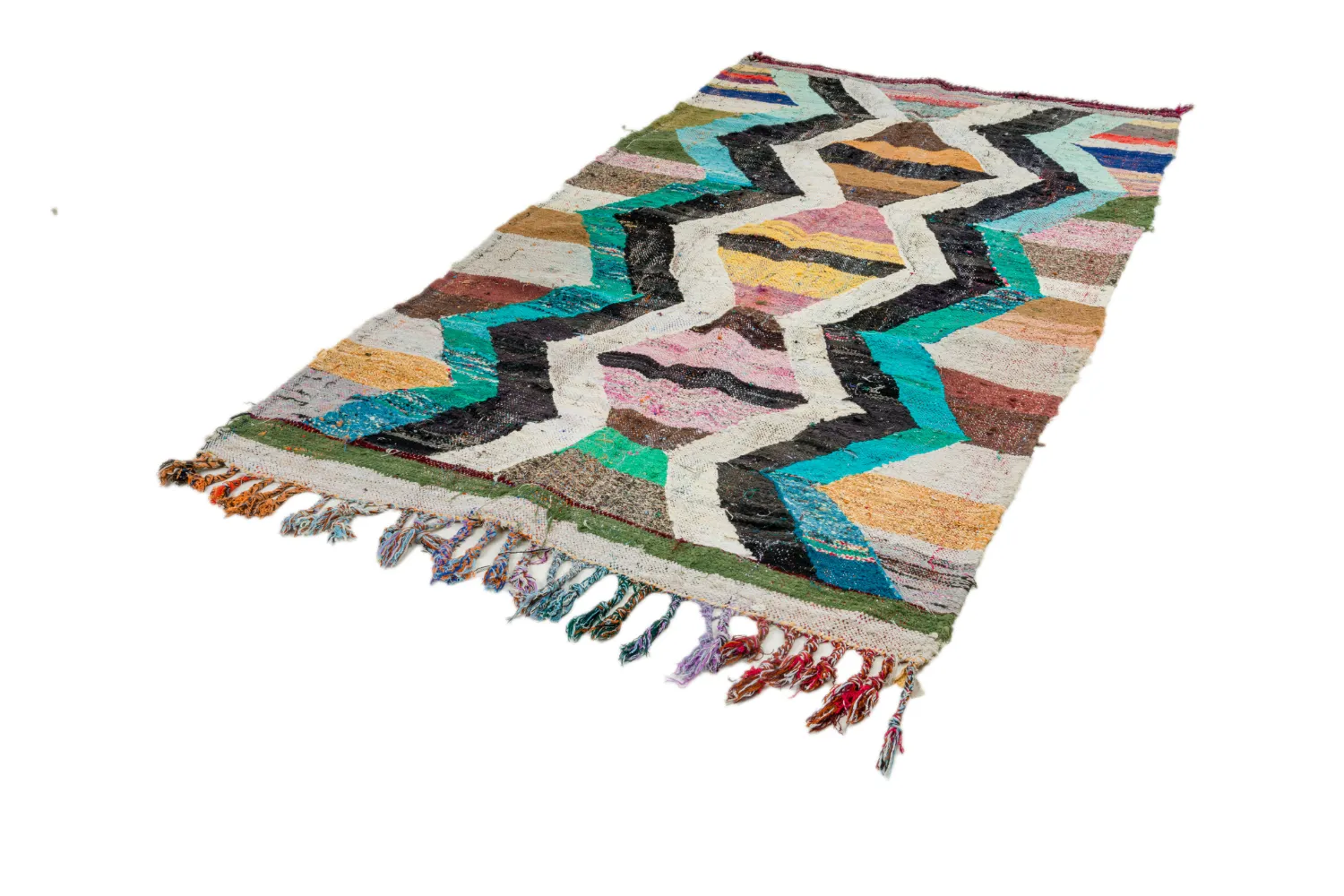 Marokkolainen Kilim matto Boucherouite 135 x 245 cm