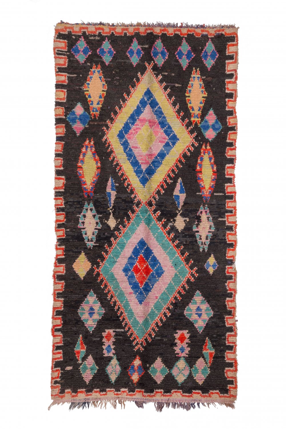 Marokkolainen Kilim matto Boucherouite 305 x 140 cm