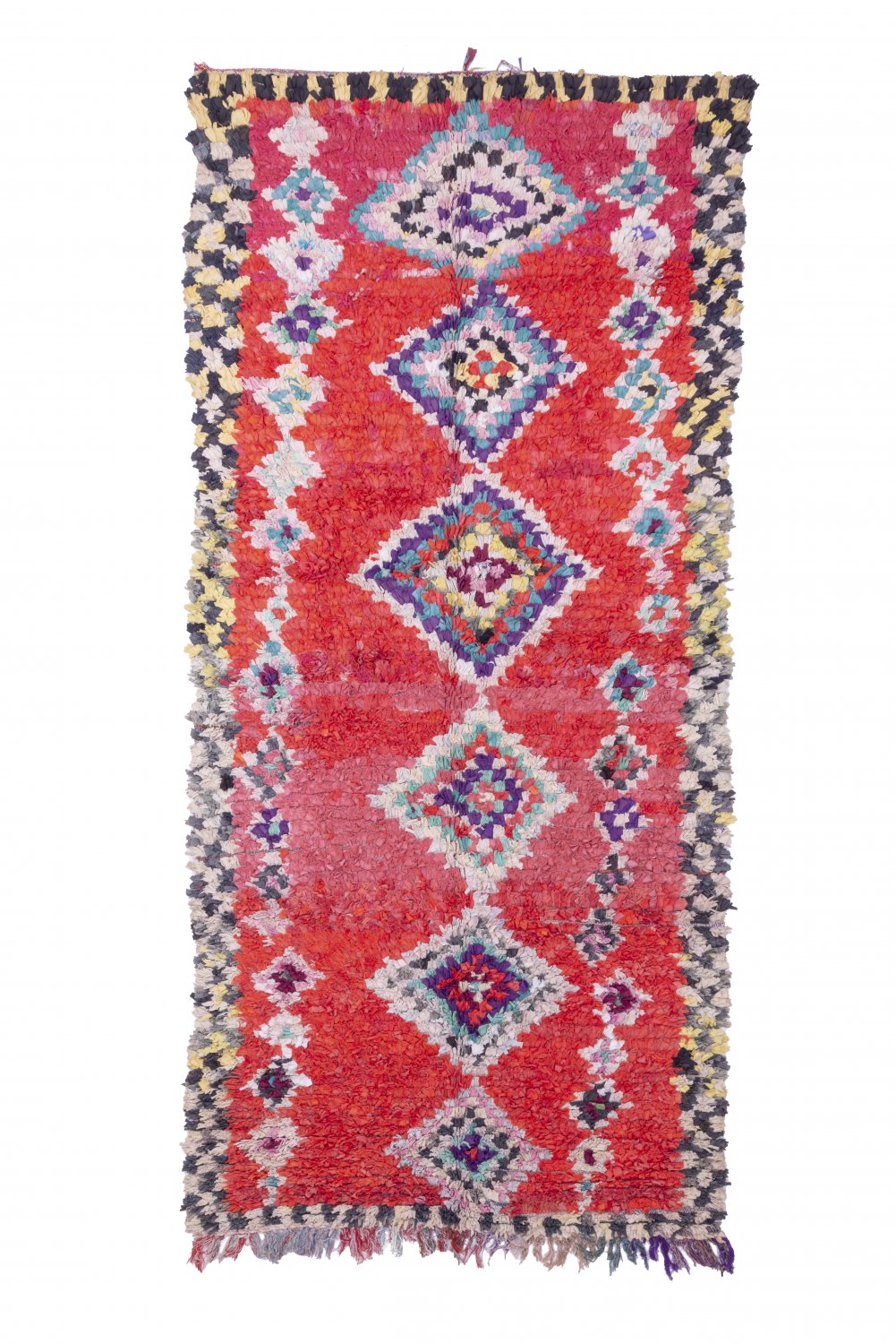 Marokkolainen Kilim matto Boucherouite 220 x 125 cm