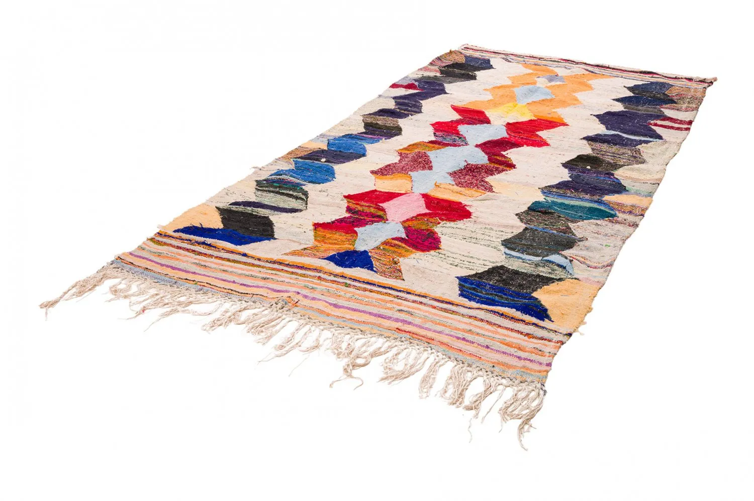 Marokkolainen Kilim matto Boucherouite 155 x 325 cm