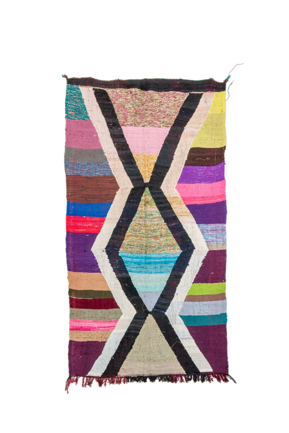 Marokkolainen Kilim matto Boucherouite 135 x 255 cm